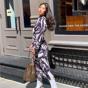 Zara pattern midi dress with side cutout